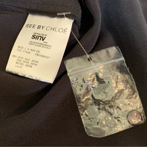 See by Chloe Silk Dress Charcoal Grey Size 6 - Picture 2 of 7